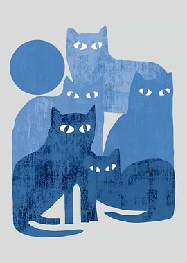 Blue Cat Silhouettes