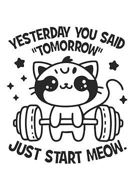 Workout Right Meow, Cute Gym Cat Motivational