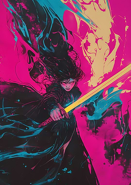 Warrior Dark Demon Woman with Sword