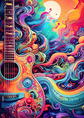 Abstract Guitar Art psychedelic