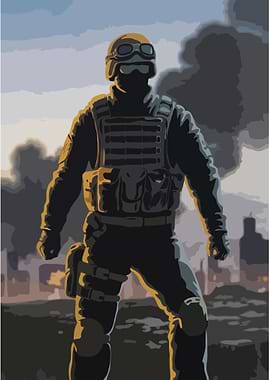 Soldier in War Zone
