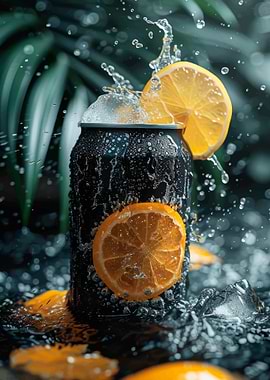 Black Can with Orange Slices