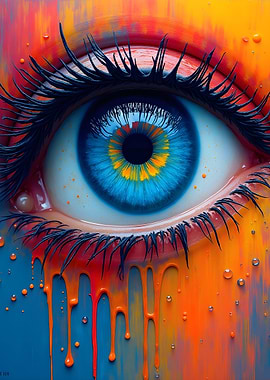 Abstract Eye with Dripping Paint