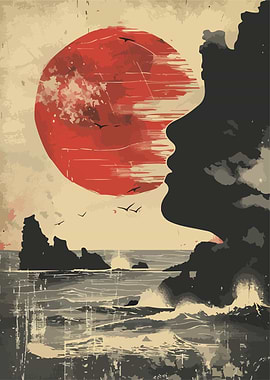 Red Sun and Silhouette
