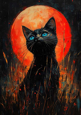 Black Cat Under Blood Moon