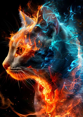 Fiery Cat Portrait