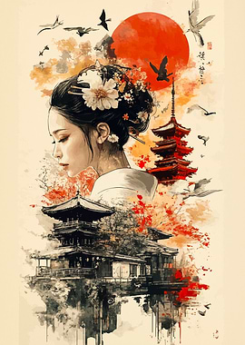 Geisha and Pagoda
