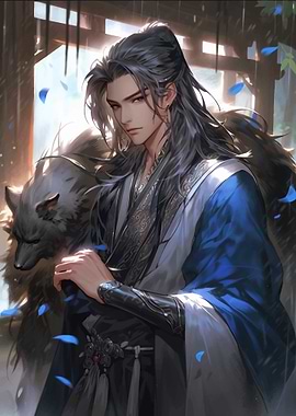 Anime Male Character with Wolf