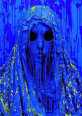 Blue Figure with Mask