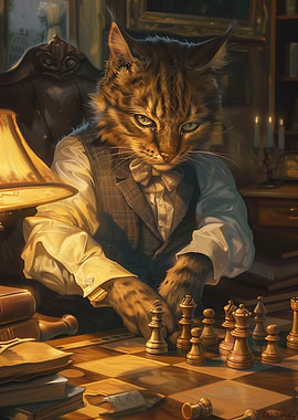 Funny Cat Playing Chess