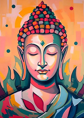 Serene Meditating Buddha Abstract Art