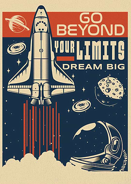 Astronaut Go Beyond your limits Space Shuttle Poster
