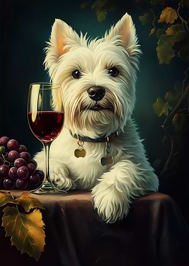 White Westie enjoying Wine