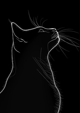 Black White Cute Cat Silhouette