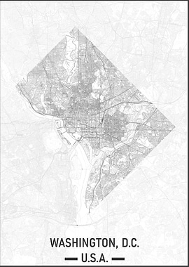 Washington D.C. Map - Minimalist - Portrait