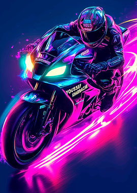 Neon Motorcycle Rider