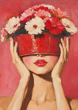 Floral Beauty Woman in Red