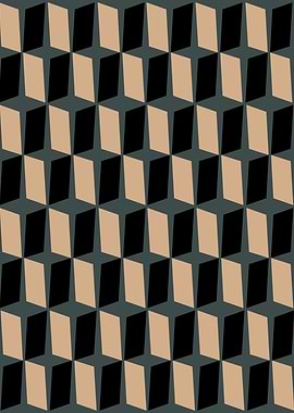 Modern Geometric Cube Pattern in Black and Beige