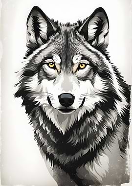 Vintage Wolf Portrait
