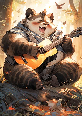 Singing Panda with Guitar