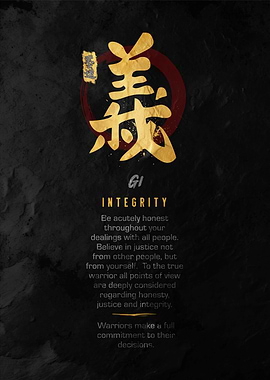 Japanese Kanji for Integrity from 7 virtue of bushido