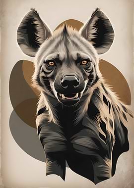 Vintage Abstract Hyena Portrait