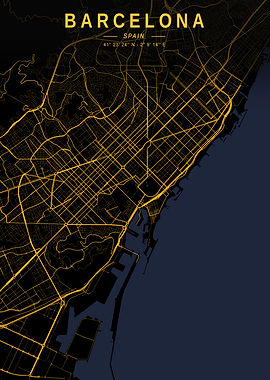 Barcelona Golden City Map