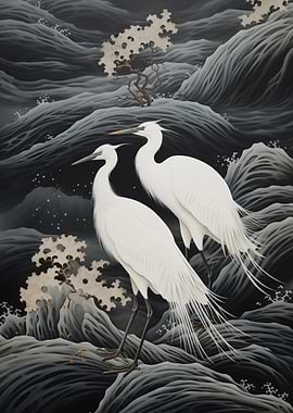 White Egrets Bird art