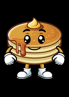 Kawaii Smiling Pancake Character