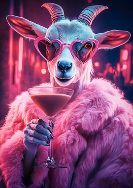 Glamorous Goat with Cocktail