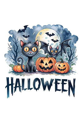 Halloween Cats & Pumpkins