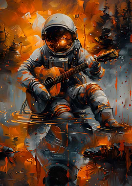 Astronaut Playing Guitar