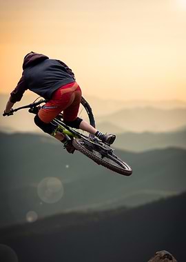 Mountain Biker in Flight