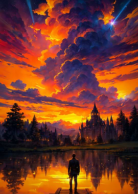Fantasy Sunset Castle