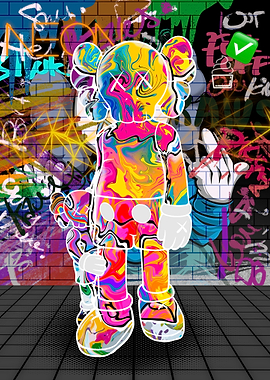 KAWS Graffiti Art' Poster, picture, metal print, paint by