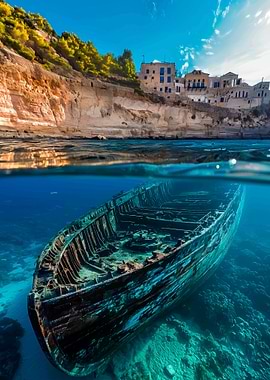 Sunken Ship & Coastal Town