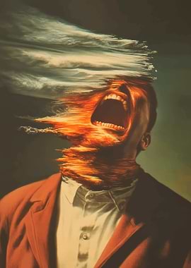 Man Disintegrating into Clouds