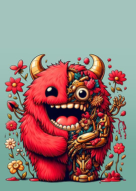 Fuzzy Monster with Mechanical Heart