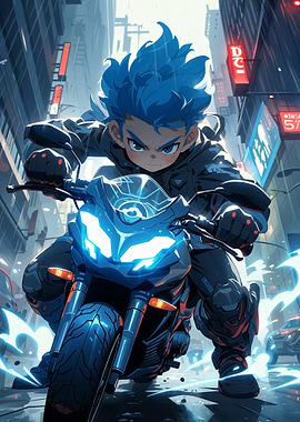 Anime Boy on Motorcycle