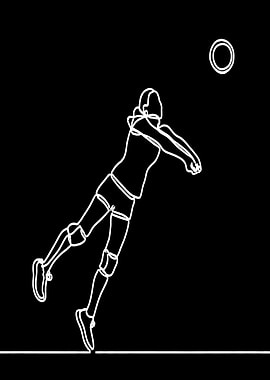 Volleyball Player Line Art