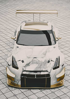 Marble & Gold Sports Car - Nissan GT-R