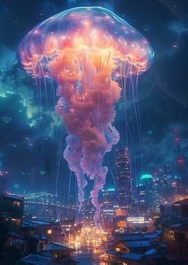 Giant Jellyfish Over City
