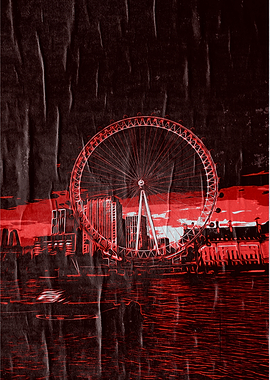 London Eye Red Sunset