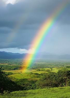 Rainbow Over Lush Valley