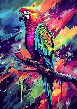 Colorful Parrot Painting