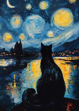 Starry Night Cat