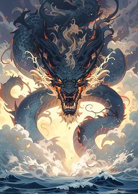 Dragon Rising from Sea