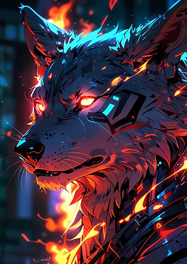 Fiery Wolf Digital Art