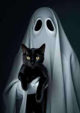 Ghost Holding Black Cat