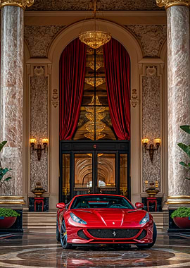 Red Ferrari in Grand Lobby